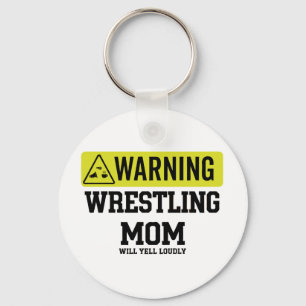 Ringkampf-Mama-Warnschild Wird Laut Schreien Gif Schlüsselanhänger
