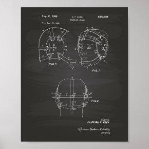 Ringkampfhelm 1959 Patent Kunst Tafelbild Poster