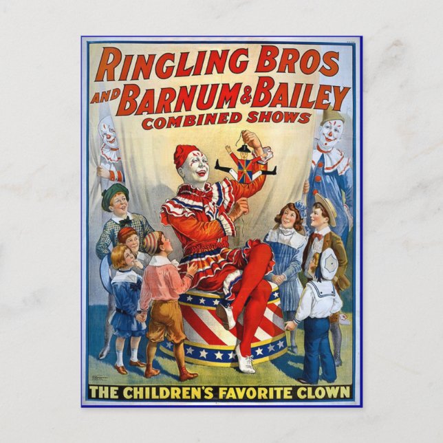 Ringling Brothers & Barnum & Bailey Vintage Clowns Postkarte (Vorderseite)