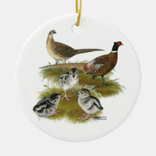 Ringneck Fasan-Familie Keramikornament