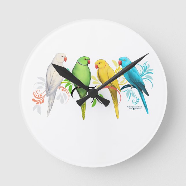 Ringneck Runde Wanduhr (Vorderseite)