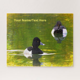 Ringnecked Encks Schwarz & Weiß Vögel Grünes Wasse Puzzle