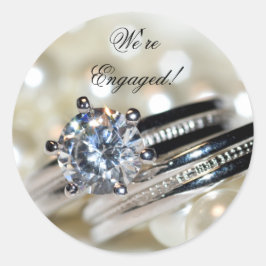 Rings and White Pearls Verlobung Umschlag Aufklebe Runder Aufkleber