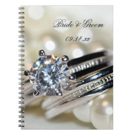 Rings and White Pearls Wedding Notizblock