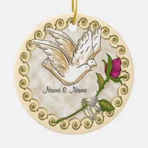 Rings Dove Custom Wedding Ornament