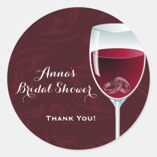 Rings in Wine Glass Bridal Polterabend Danke Runder Aufkleber