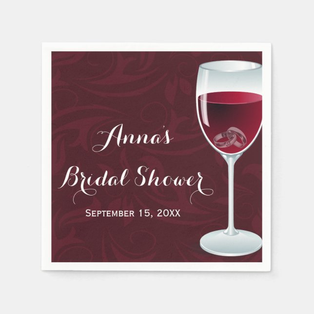 Rings in Wine Glass Bridal Wedding Serviette (Vorderseite)