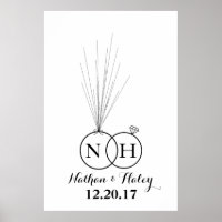 Rings Initial Balloon Thumbprint Wedding Guestbook