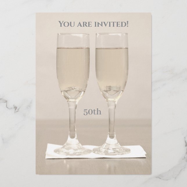 Rings Silver Gold 50. Hochzeitstag Folieneinladung (Rückseite)