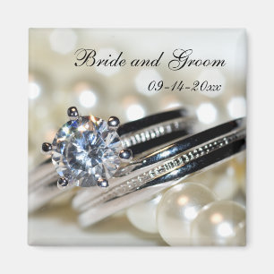 Rings und weiße Perlen Hochzeit speichern das Datu Magnet
