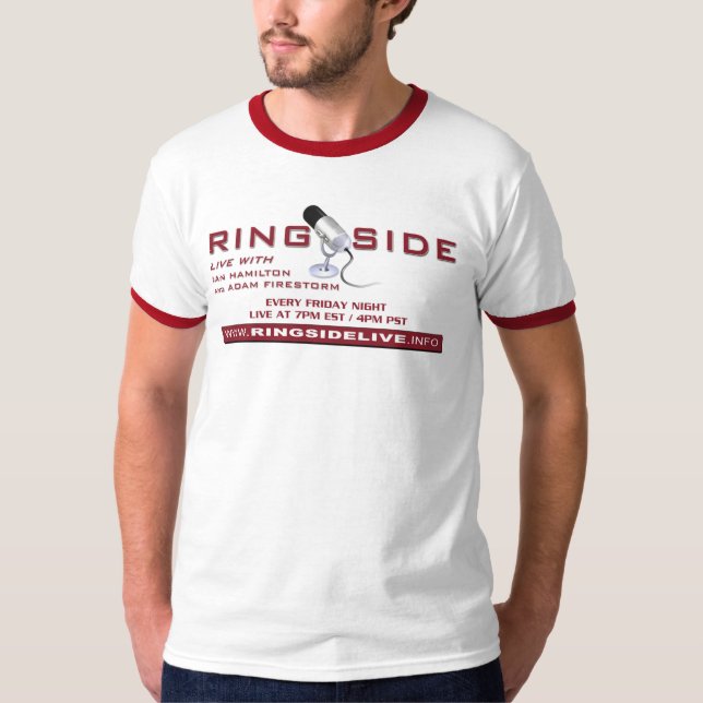 Ringside-roter/weißer lebhaftwecker T-Shirt (Vorderseite)