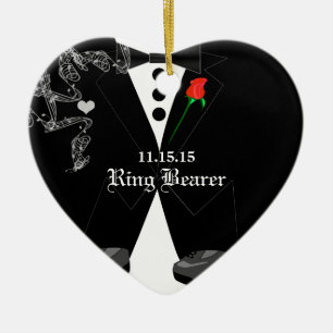 Ringträger mit Black Tuxedo Gastgeschenk Hochzeit Keramikornament