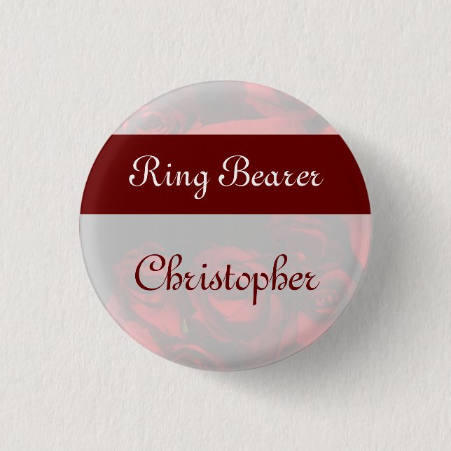 "Ringträger" - Rote Rose Bouquet (2b) Button (Vorderseite)