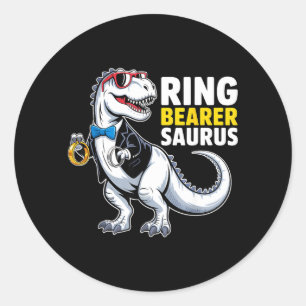 Ringträger T-Rex Dinosaur lustige Hochzeitsfeier Runder Aufkleber