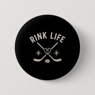 Rink Life Hockey Minimalist Wintergeschenk Fri Button