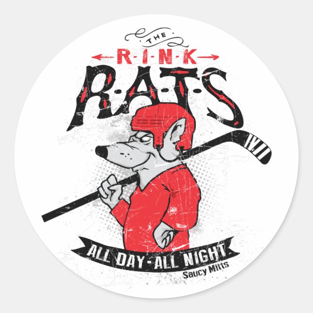Rink Rats Hockey Classic Round Sticker (Vorderseite)