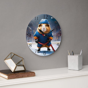 "Rink Rookie: Das Eishockey-Guinea-Schwein" Große Wanduhr