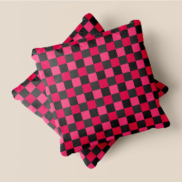 Rinkfarbene und graue Fun Retro Chic Checkered Squ Kissen