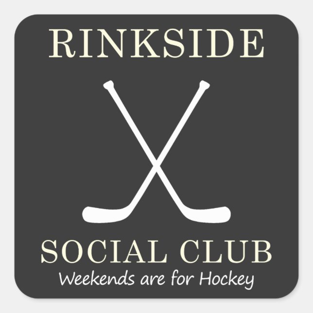 Rinkside Social Club Wochenenden für Hockey Mama M Quadratischer Aufkleber (Vorderseite)
