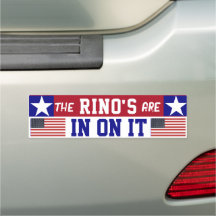 RINOS sind in seinem Autoaufkleber