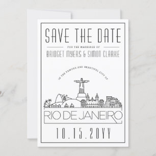 Rio Brasil Hochzeit stilisierte Skyline Save the D Einladung