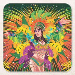 Rio Carnival Dancer Rechteckiger Pappuntersetzer