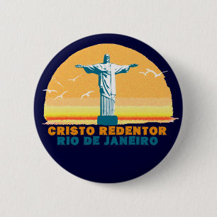 Rio - Corcovado - Jesus Christus der Erlöser Button
