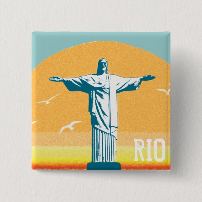 Rio - Corcovado - Jesus Christus der Erlöser Button (Vorderseite)
