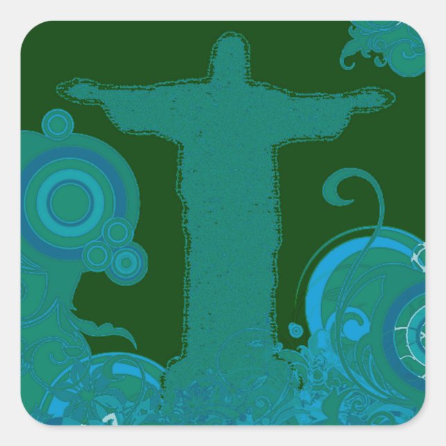 Rio - Corcovado - Jesus Christus der Redeemer Quadratischer Aufkleber (Vorderseite)