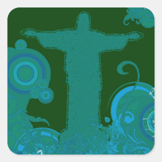 Rio - Corcovado - Jesus Christus der Redeemer Quadratischer Aufkleber