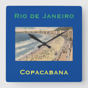 Rio de Janeiro, alte Copacabana-Strand, Brasilien Quadratische Wanduhr