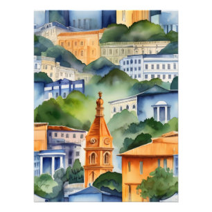 Rio De Janeiro Aquarell-Kunst Fotodruck