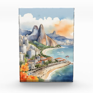 Rio De Janeiro Aquarellkunst Fotoblock