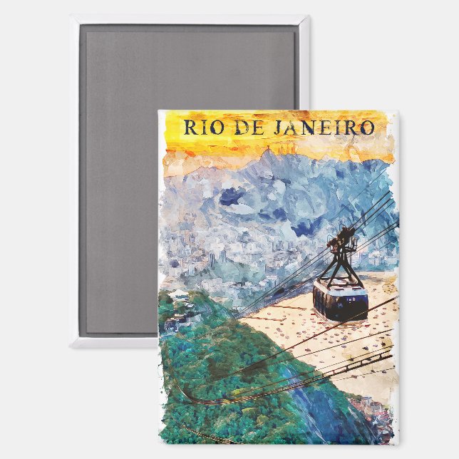 Rio de Janeiro Brasil Aquarell-Kunst Magnet (Vorderseite/Rückseite)
