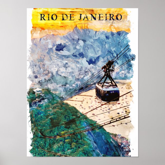Rio de Janeiro Brasil Aquarell-Kunst Poster (Vorne)
