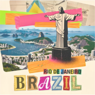 Rio de Janeiro Brasil Christus Retro Collage Reise Aufkleber