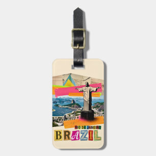 Rio de Janeiro Brasil Christus Retro Collage Reise Gepäckanhänger