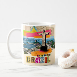 Rio de Janeiro Brasil Christus Retro Collage Reise Kaffeetasse