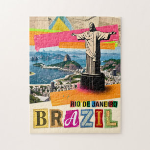 Rio de Janeiro Brasil Christus Retro-Collage Reise Puzzle