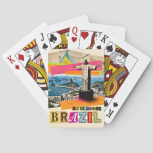 Rio de Janeiro Brasil Christus Retro Collage Reise Spielkarten