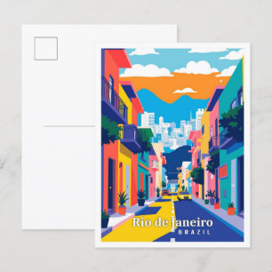 Rio de Janeiro Brasil Pop-Art-Reiseillustration Postkarte