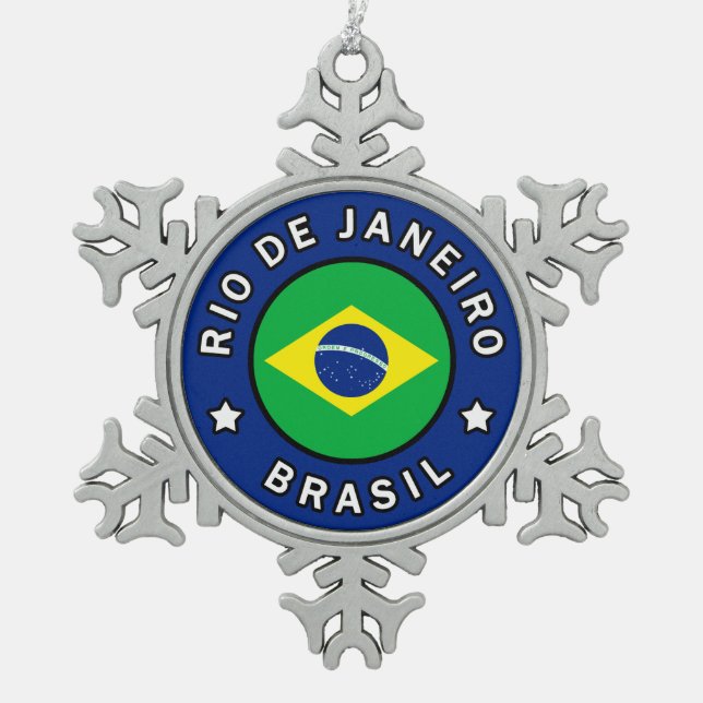 Rio de Janeiro Brasil Schneeflocken Zinn-Ornament (Vorderseite)