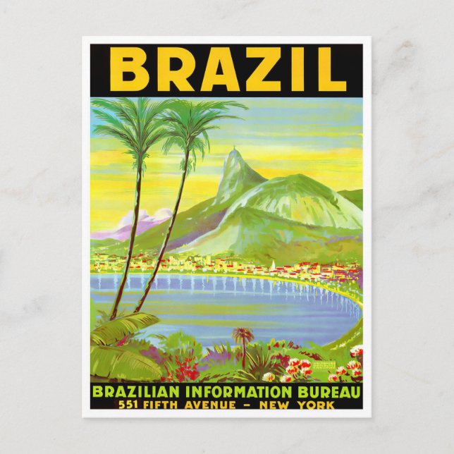 Rio de Janeiro Brasil Vintage Reise Postkarte (Vorderseite)