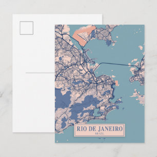 Rio de Janeiro Brasil Windige Stadtplan Reise Postkarte