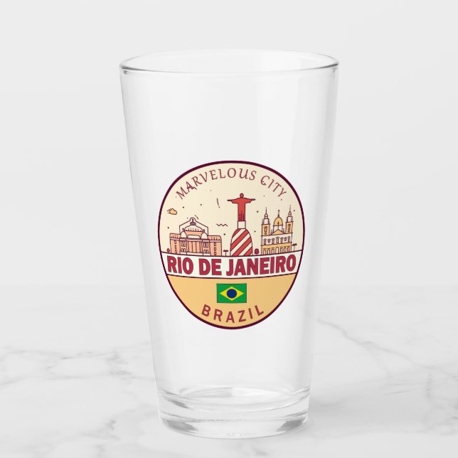 Rio de Janeiro Brasilien City Skyline Emblem Glas (Vorderseite)