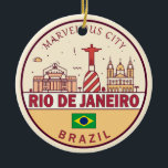Rio de Janeiro Brasilien City Skyline Emblem Keramik Ornament<br><div class="desc">Rio de Janeiro minimalistisches,  farbenfrohes Kunstdesign mit Denkmälern und Sehenswürdigkeiten der Stadt in Brasilien.</div>