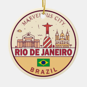 Rio de Janeiro Brasilien City Skyline Emblem Keramik Ornament