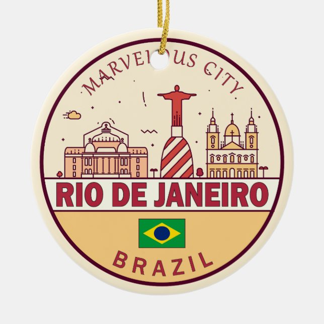 Rio de Janeiro Brasilien City Skyline Emblem Keramik Ornament (Vorne)