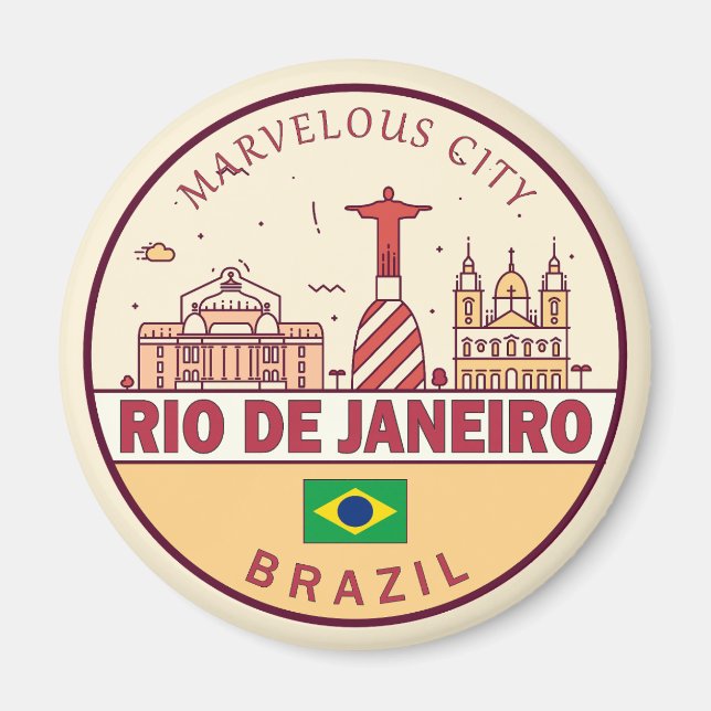 Rio de Janeiro Brasilien City Skyline Emblem Magnet (Vorne)