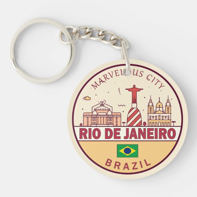 Rio de Janeiro Brasilien City Skyline Emblem Schlüsselanhänger (Vorderseite)